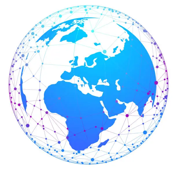 Vector illustration of Network earth on white background