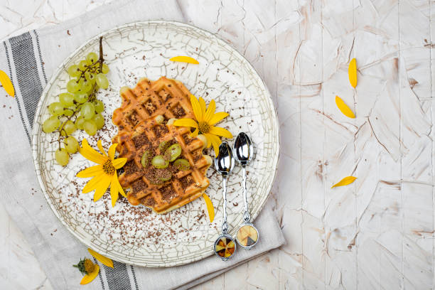 Breakfast with Belgian waffles