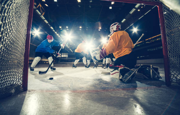istock Taking a shot on ice hockey game! 854293682