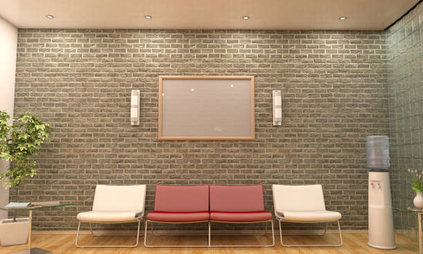 nowoczesna poczekalnia / scena wnętrza holu z pustą ramą - chair meeting waiting room entrance hall zdjęcia i obrazy z banku zdjęć