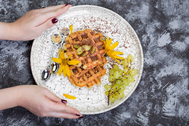 Breakfast with Belgian waffles