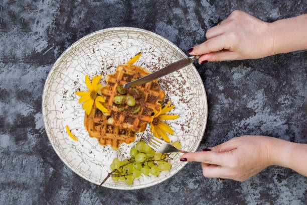 Breakfast with Belgian waffles