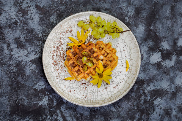 Breakfast with Belgian waffles