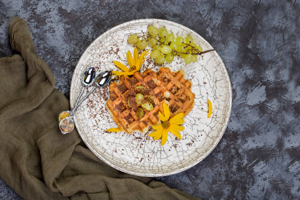 Breakfast with Belgian waffles