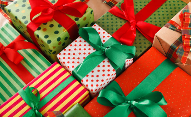 istock Lots of xmas gift boxes. Crop, closeup 854296428