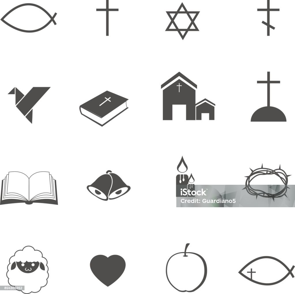 Print christian symbol icons set vector Bell stock vector