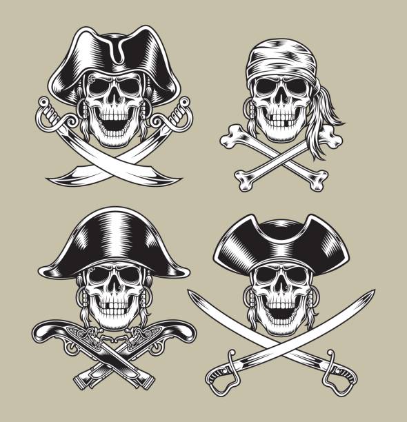 Crânes de pirates - Illustration vectorielle