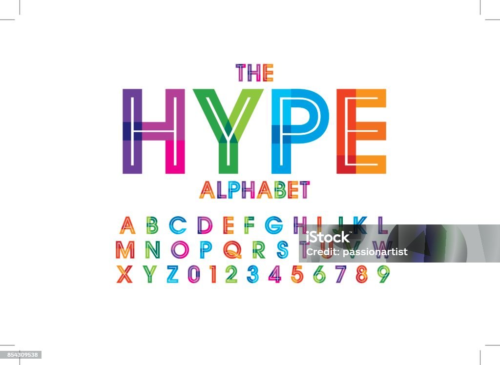 colorful alphabet Vector of modern colorful font and alphabet Typescript stock vector