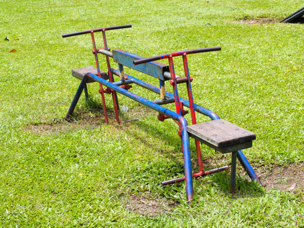 istock Old kid playground in the park. 854325556