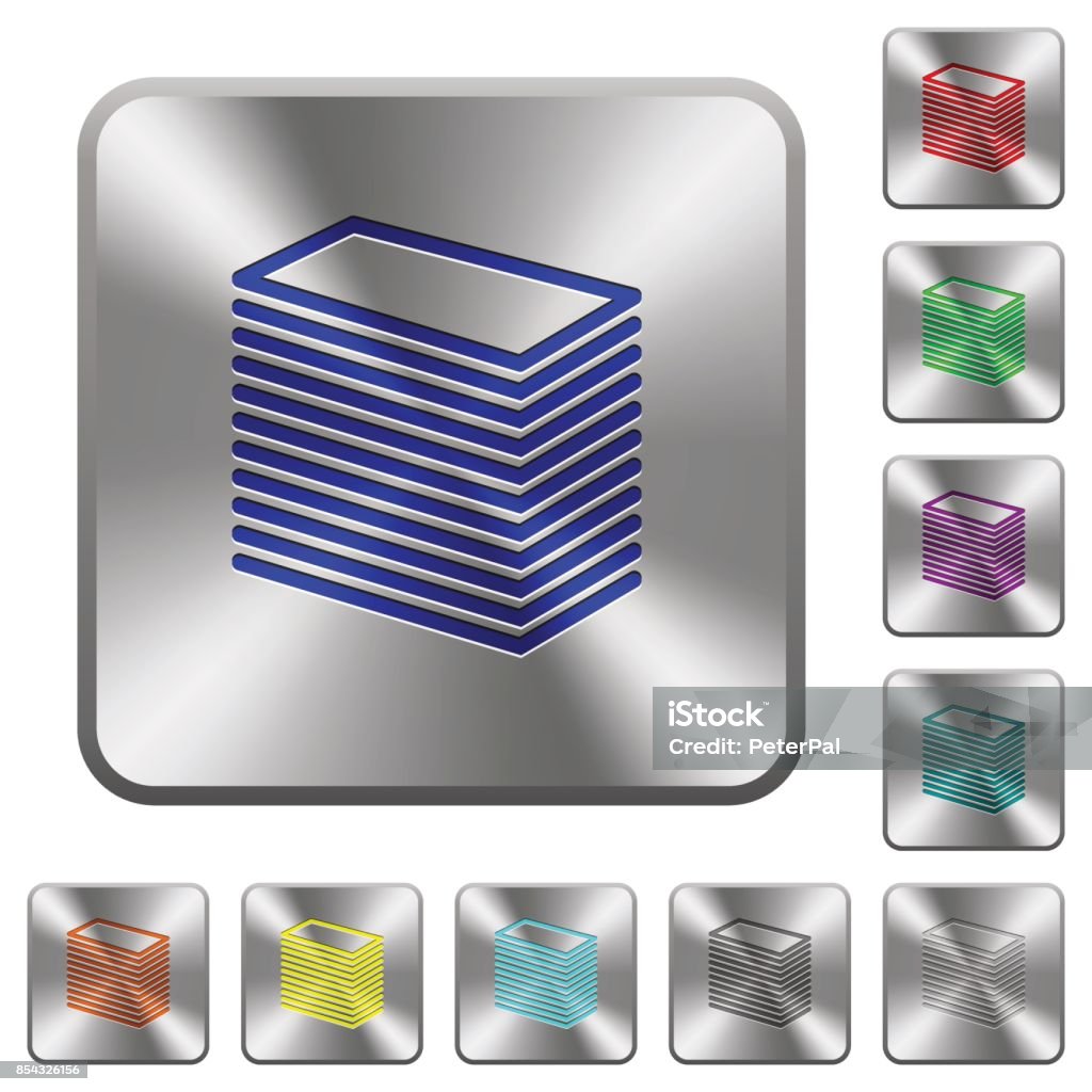 Paper Square Button Paper Stack Rounded Square Steel Buttons Stock Illustration - Download ...