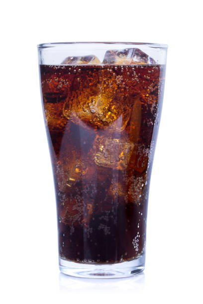 istock Cola in glass with ice isolated  on white background . 854341012