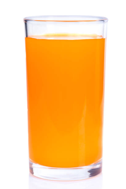 istock Orange juice glass, isolated on white background 854341028
