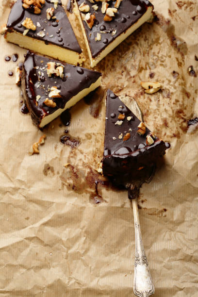 istock Slice of cheesecake, food top view 854342220