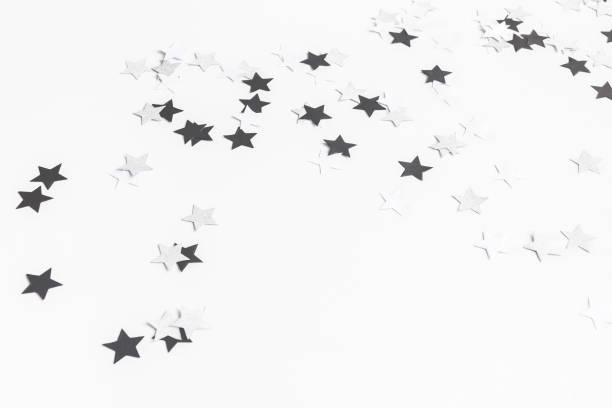 istock Christmas paper confetti on white background. Top view, flat lay 854345406