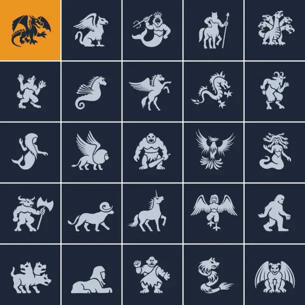 Vector illustration of Mythical creatures