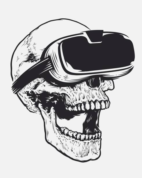 illustrations, cliparts, dessins animés et icônes de crâne dans des verres vr - visiocasque