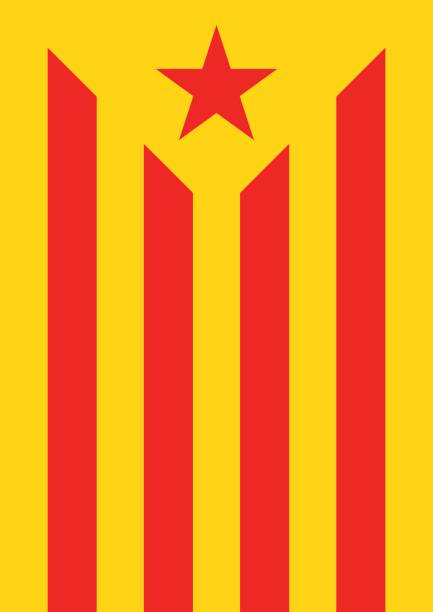 estelada vermella bayrak bayrak catalonia bağımsızlık arka plan - girona stock illustrations