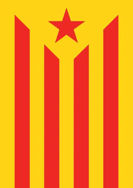Vector illustration of estelada vermella banner flag background catalonia independence