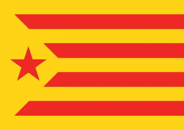 Vector illustration of estelada vermella flag background catalonia referendum