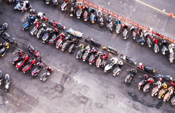 istock Abstract blurred or de focused motorcycle parking for background 854363932