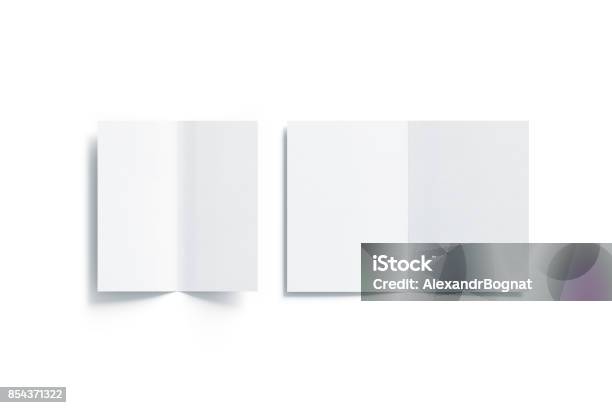 Blank White Two Folded A5 And Dl Booklet Mock Up Stock Photo - Download Image Now - Template, Greeting Card, Brochure