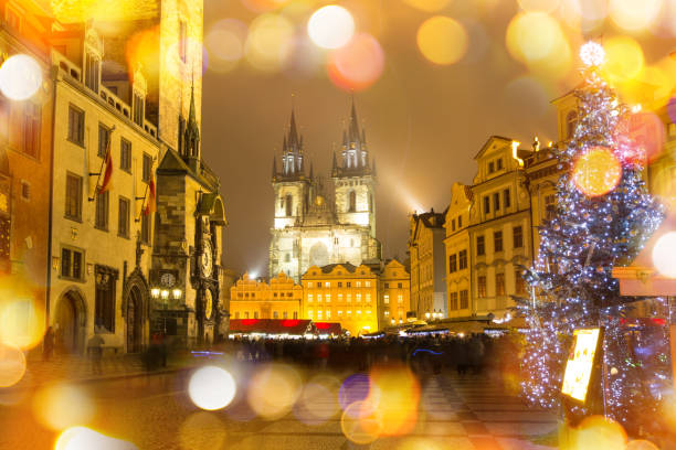 istock Old town square in Prague at Christmass time 854374432