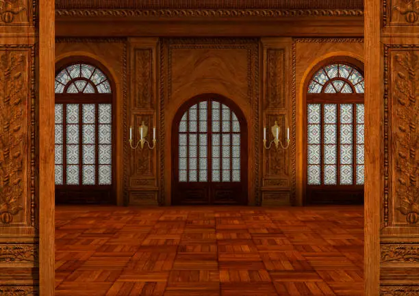 3D rendering of a fairy tale ballroom
