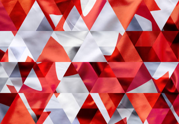 abstrakte dreieck mosaik hintergrund: kanadische flagge - canadian culture flash stock-fotos und bilder