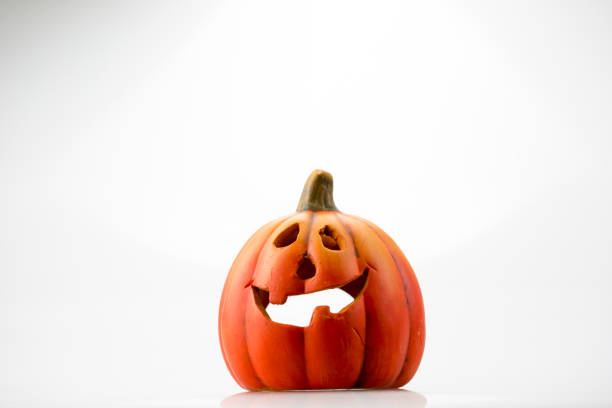 istock Vintage clay pumpkin isolated on white background. 854381890