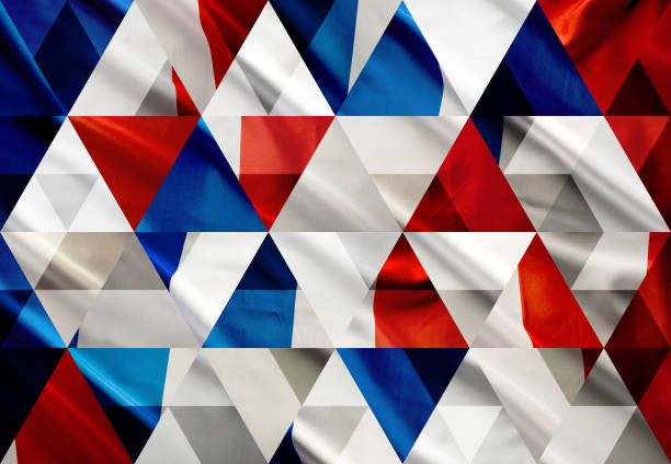 mosaïque de triangle abstrait : drapeau français - red cloth flash photos et images de collection