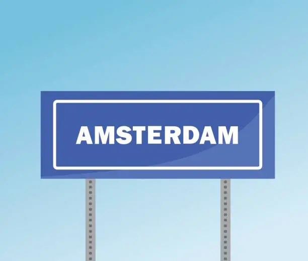 Vector illustration of Amsterdam road sign