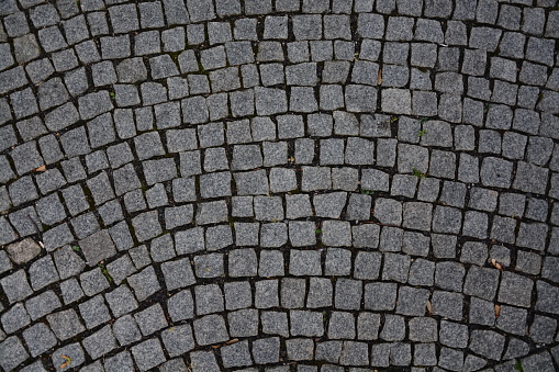 Road surface made of cobble stones