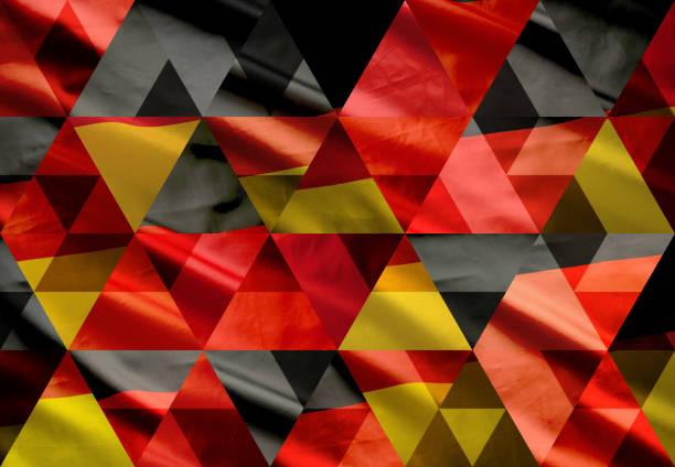추상 삼각형 모자이크 배경: 독일의 국기 - red cloth flash 뉴스 사진 이미지