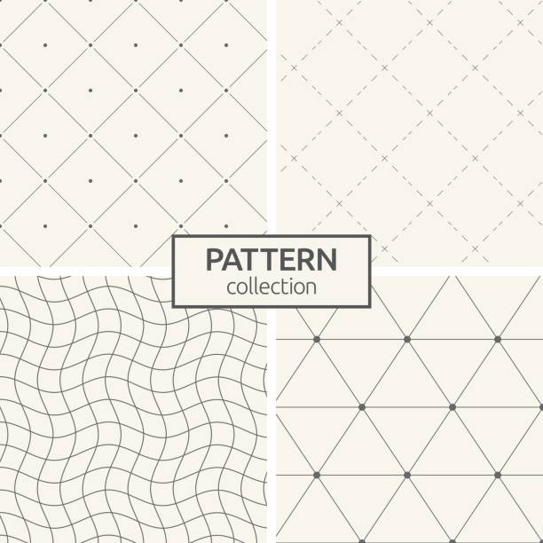 Set of four seamless patterns. Set of four seamless patterns. Abstract geometrical trendy vector backgrounds. Linear style. Modern stylish textures with triangles, dots, wavy lines, dotted lines, rhombuses made of lines and dots. rhombus stock illustrations