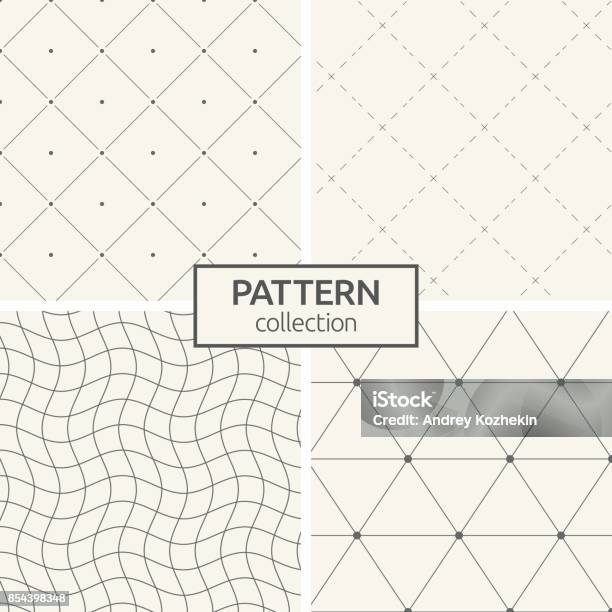 Set Of Four Seamless Patterns Stock Illustration - Download Image Now - Pattern, Rhombus, In A Row