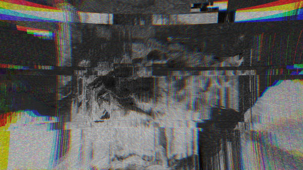 diseño único pixel digital abstracto ruido falla error video daño - television television static poltergeist broken fotografías e imágenes de stock