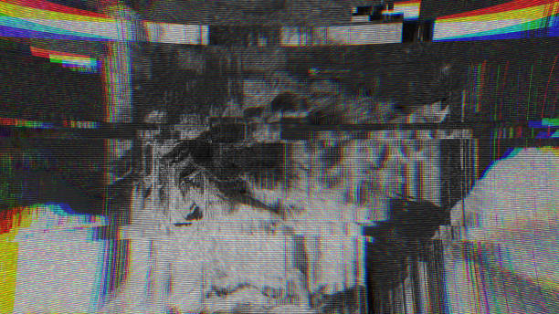 design unico abstract digital pixel noise glitch error video damage - distorted foto e immagini stock