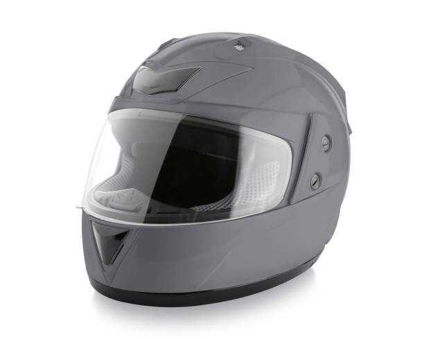 capacete de motocicleta sobre isolar em branco - helmet helmet visor protection black - fotografias e filmes do acervo