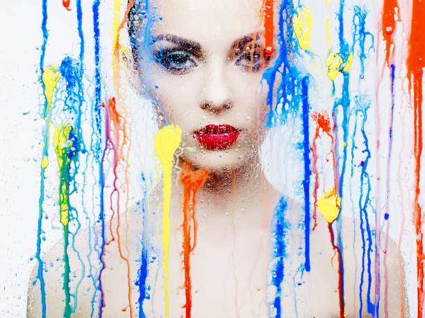 istock Model through the glass with bright colors 854419118