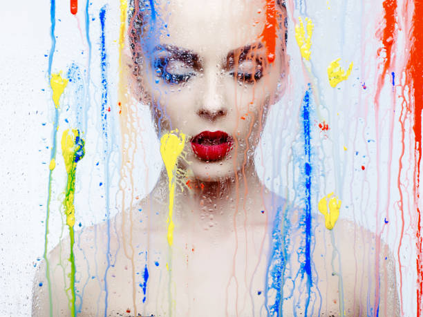istock Model through the glass with bright colors 854419156