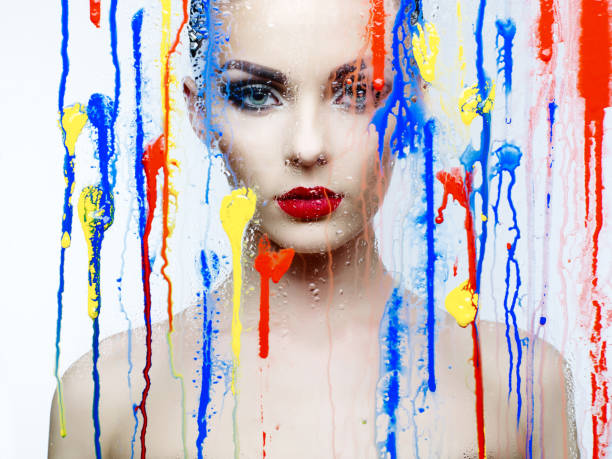 istock Model through the glass with bright colors 854419246
