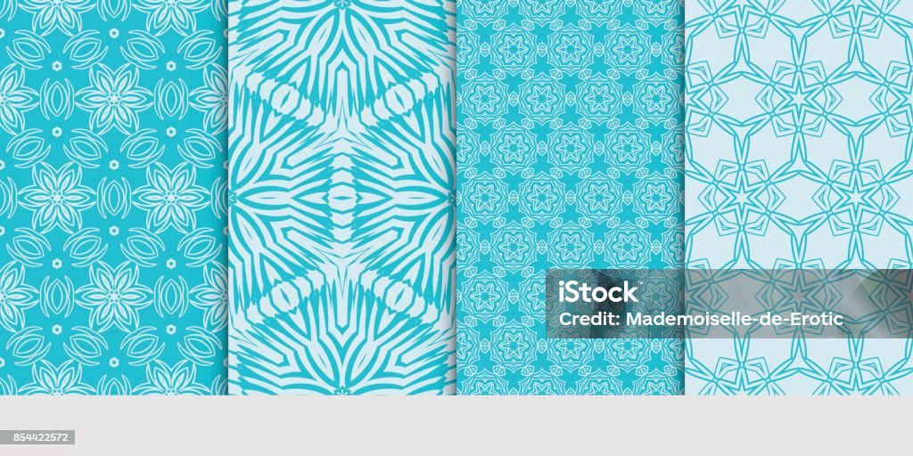 Set Of Simple Geometric Decorative Seamless Pattern Vector Illustration ...