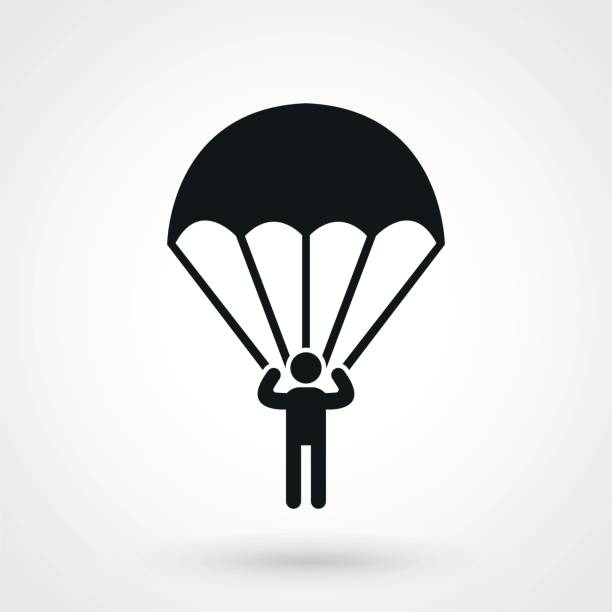 illustrations, cliparts, dessins animés et icônes de icône de parachutiste. - parachute