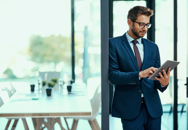 istock Controlling his business with just a tap 854431158