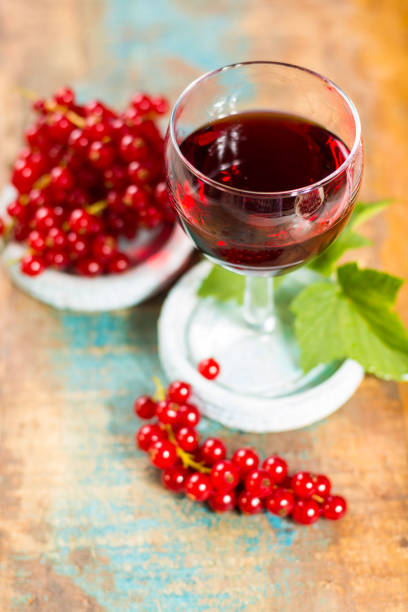 istock Fresh ripe red currant berries and liqueur on the table 854434406