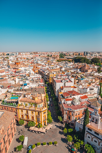 Seville, Spain, as seen from above on a sunny day