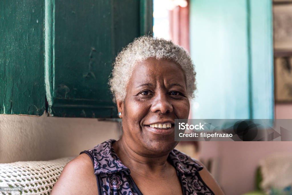 Afro Brazilian woman smiling at home Brazilian collection One Woman Only Stock Photo