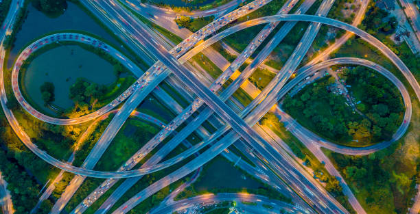 istock Aerial view Expressway motorway highway circus intersection in bangkok Thailand 854456544