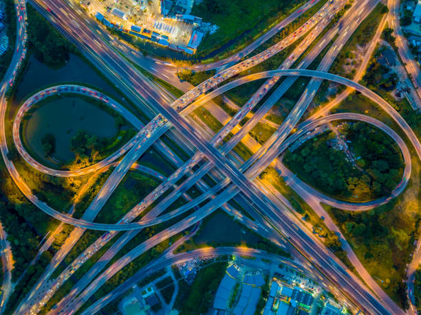 istock Aerial view Expressway motorway highway circus intersection in bangkok Thailand 854456554