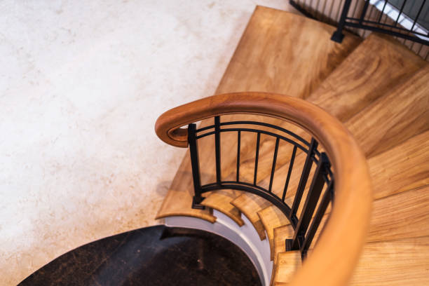 istock modern wooden spiral stairs 854457384